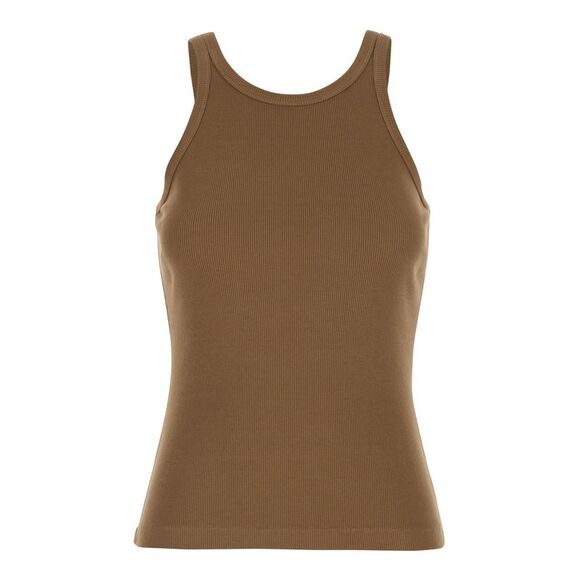 Jucca Women Ribbed Tank Top 'Jucca' Brown With Round Neck In Cotton For Women